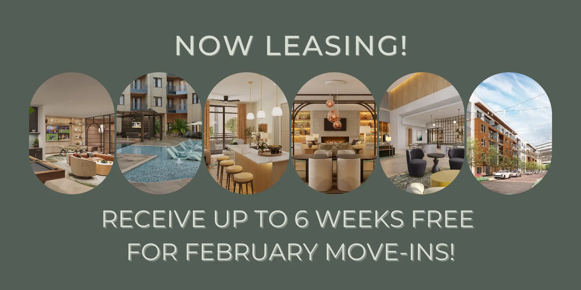 Now Leasing! Receive up to 6 weeks free for February Move-ins!